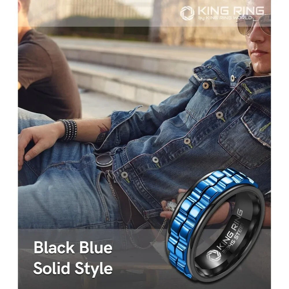 Wide Gear Spinner Rings – Ultra Polished Heavy Fidget Rings for Men & Women